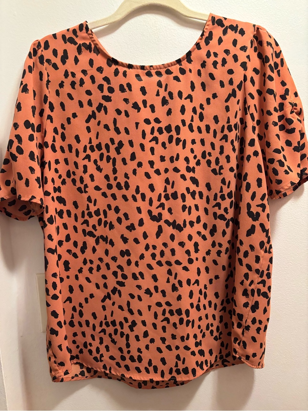 Papermoon Coral Orange Leopard Print Short Sleeve Blouse